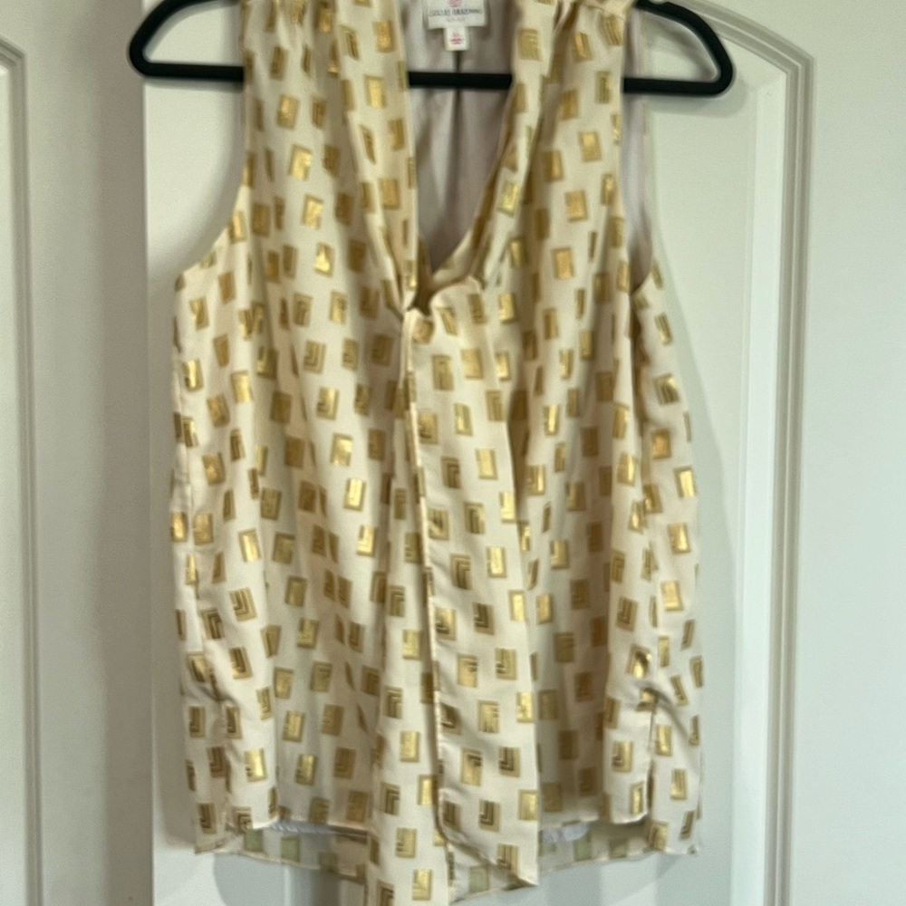 Julia Browne Gold Patterned Sleeveless Top